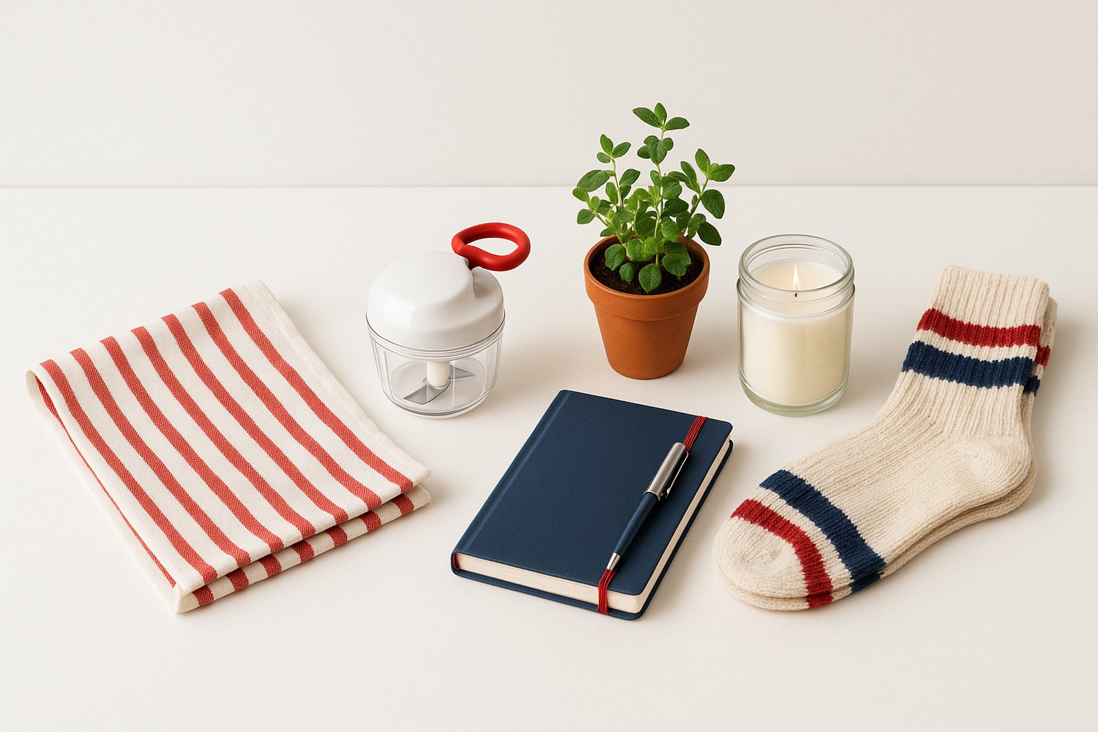 A selection of well-reviewed everyday products: kitchen storage, headphones, a plant, a water bottle and a desk lamp